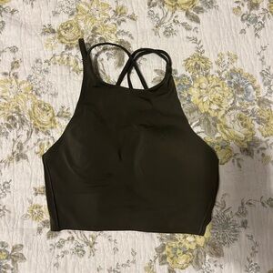 Lululemon Cloud form High Neck Sport Crop Top in Dark Olive